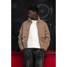 Akçaylar Oversize Crop Model Yan Cepli Astarlı Kırçıllı Mont
