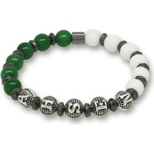 Tesbihname Isme Özel Yazılı Küre Kesim Yeşil Beyaz Jade Hematit Doğaltaş Erkek Taraftar Bileklik