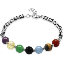 Tesbihname Kararmaz Metal Kral Zincirli Küre Kesim Çoklu Doğaltaş Kombinli Erkek Başarı Bilekliği