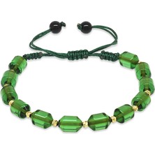 Tesbihname Makrome Örgülü Sarı Dorika Top Süslemeli Su Yeşili Ateş Kehribar Kadın Bileklik