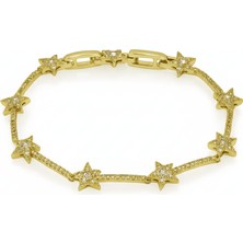 Tesbihname Kadın Tam Tur Xuping Bileklik - Kuzey Yıldızı Detaylı - Beyaz Zirkon Taşlı - Altın Renk