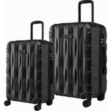 Louisiana Polo 2'li Valiz Seti Orta Boy - Kabin Boy Siyah-Siyah 1167