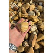 Ahs Sarı Çizgili Rainbow Dolomit Çakıl Taşı 6-10 cm 2 kg Dekoratif Bahçe Peyzaj Saksı Akvaryum Teraryum