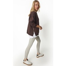 Happiness İstanbul Fermuar Detaylı Şardonlu Sweatshirt LUB0003 Kahverengi