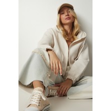 Happiness İstanbul Kapüşonlu Şardonlu Sweatshirt  W0009217 LUB0081 Krem
