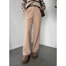 Asfa Moda Vizon Pileli Tam Kalıp Bel Oturtmalı Geniş Paça Palazzo Pantolon