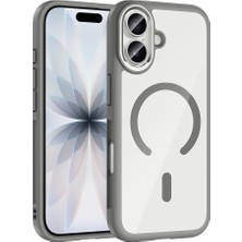 iPhone 17 Kılıf M-Safe Şarj Özellikli Metal Kamera Çerçeveli Zore Tiko Kapak - Gri