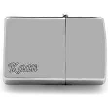 Tesbihname Isme Özel Yazılı Zippo Tasarım Gümüş Renk Taşlı Metal Çakmak