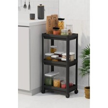 Yelmen 3 Katlı Tekerlekli Raf Ünitesi Banyo Rafı Mutfak Rafı Servis Sehpası Organizer