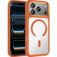 iPhone 17 Pro Max Kılıf M-Safe Şarj Özellikli Metal Kamera Çerçeveli Zore Tiko Kapak - Turuncu