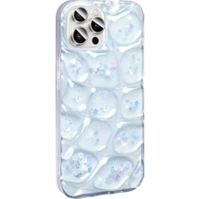 Apple iPhone 15 Pro Max Kılıf Simli 3D Desenli Mbvo Hacar Kapak-Beyaz