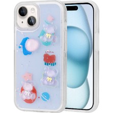 Apple iPhone 15 Kılıf Kabartma Figürlü Parlak Mbvo Minimini Silikon Kapak-Mor