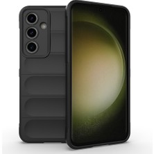 Galaxy S25 Fe Kılıf Esnek Tpu Oyuklu Arka Yüzey Tasarımlı Mbvo Etnik Silikon Kapak - Siyah