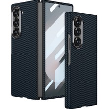 Galaxy Z Fold 6 Kılıf Kamera Korumalı Karbon Fiber Tasarımlı Arka Yüzey Mbvo Kıpta Karbon Kapak-Laci