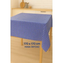 Mekik Manifatura Kareli Masa Örtüsü 170X170 cm - Kare Desenli Şık Sofra Örtüsü