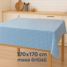 Mekik Manifatura Kareli Masa Örtüsü 170X170 cm - Kare Desenli Şık Sofra Örtüsü