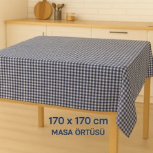 Mekik Manifatura Kareli Masa Örtüsü 170X170 cm - Kare Desenli Şık Sofra Örtüsü
