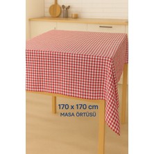Mekik Manifatura Kareli Masa Örtüsü 170X170 cm - Kare Desenli Şık Sofra Örtüsü