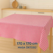 Mekik Manifatura Kareli Masa Örtüsü 170X170 cm - Kare Desenli Şık Sofra Örtüsü