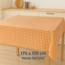 Mekik Manifatura Kareli Masa Örtüsü 170X170 cm - Kare Desenli Şık Sofra Örtüsü