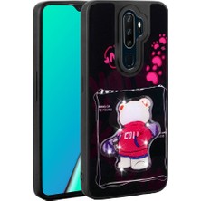 Oppo A9 2020 Kılıf Parlayan Kabartmalı Ikonik Figürlü Mbvo Amas Silikon Kapak-Siyah