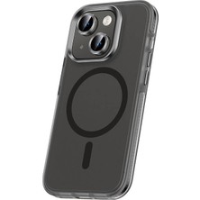 Apple iPhone 15 Plus Kılıf Airbagli Magsafe Wireless Şarj Özellikli Lens Koruyuculu Mbvo Klaptika Kapak-Siyah