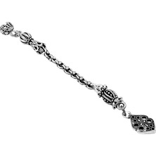 Tesbihname Altıgen Anadolu Motifi Temalı Arnavut Zincirli Tek Kamçılı Kararmaz Metal Püskül