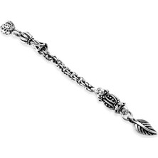 Tesbihname Yaprak Temalı Arnavut Zincirli Tek Kamçılı Kararmaz Metal Püskül