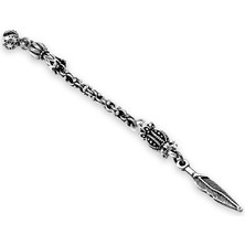 Tesbihname Uzun Yaprak Temalı Arnavut Zincirli Tek Kamçılı Kararmaz Metal Püskül