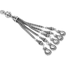 Tesbihname Ayyıldız Tasarım 5 Li Gümüş Renk Kararmaz Metal Püskül