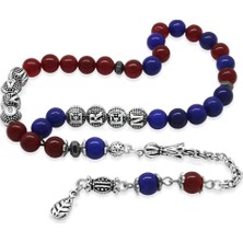 Tesbihname Kararmaz Metal Arnavut Püsküllü Küre Kesim Isme Özel Bordo Mavi Jade Doğaltaş Taraftar Tesbih