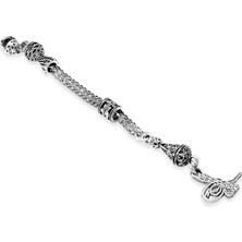 Tesbihname Tuğra Temalı Foxtail Zincirli Tek Kamçılı Kararmaz Metal Püskül