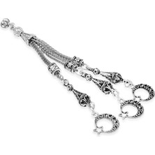 Tesbihname Telkari Ayyıldız Zafer Temalı Foxtail Zincirli Üç Kamçılı Kararmaz Metal Püskül