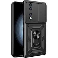 Teleplus Honor 70 Kılıf Magnetik Standlı Kamera Korumalı Slide Sürgülü Cover Kapak