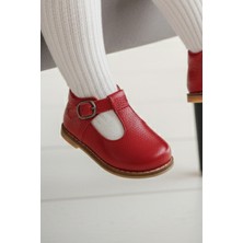 cevoclub kids Hakiki Deri Ortopedik Ilkadım Ayakkabı Kırmızı CV-338