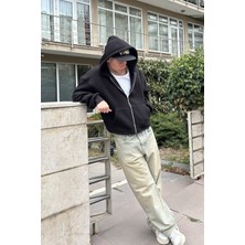 Twilit Oversize Basic Zip Hoodie - Siyah Xl