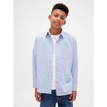 Gap Erkek Çocuk Mavi Relaxed Oxford Gömlek