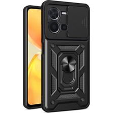 Teleplus Vivo Y22S Kılıf Magnetik Standlı Kamera Korumalı Slide Sürgülü Cover Kapak