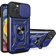 Teleplus iPhone 15 Kılıf Magnetik Standlı Kamera Korumalı Slide Sürgülü Cover Kapak