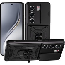 Teleplus Tecno Camon 40 Pro Kılıf Magnetik Standlı Kamera Korumalı Slide Sürgülü Cover Kapak