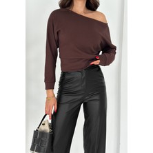 Noa Noa Kadın Omuz Açık Uzun Kollu Bluz – Wine Mood