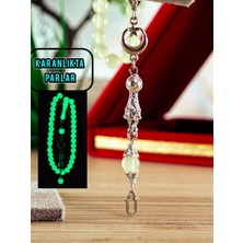 Takıda Gümüş Kedi Gözü Kişiye Özel Harfli Hediyelik Tesbih  Gece Karanlıkta Parlar 8 mm Küre Tesbih