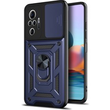 Teleplus Xiaomi Redmi Note 10 Pro Max Kılıf Magnetik Standlı Kamera Korumalı Slide Sürgülü Cover Kapak