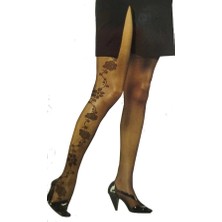 Moda Şahsenem Bali Bayan Desenli Külotlu Çorap Manolya Siyah 2