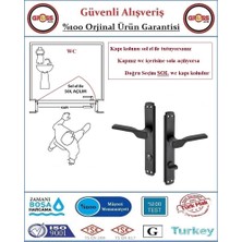 Hira Mat Siyah Wc Banyo Kapı Kolu - 1 Takım Ön ve Arka - Sol