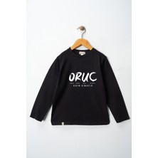 Dekim Moda Erkek Çocuk Uzun Kollu Bisiklet Yaka "oruç" Baskılı Tişört Mevsimlik Pamuklu