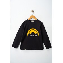 Dekim Moda Erkek Çocuk Uzun Kollu Bisiklet Yaka "sabır ve Dua" Baskılı Tişört Mevsimlik Pamuklu