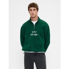 Gap Erkek Yeşil Vintagesoft Oversized Gap Logo Yarım Fermuarlı Sweatshirt