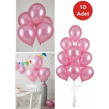 Toyfest 10 Adet Pembe Parıltılı Metalik Balonlar ✨ Parti & Kutlama Paketi