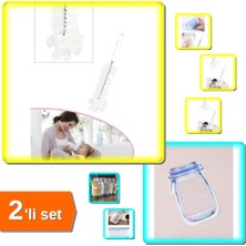Hereveoyuncak Şişe ve Biberon Temizleme Fırçası + Kavanoz Görünümlü Kilitli Saklama Poşeti 620 ml - 2li Set S9D8K1